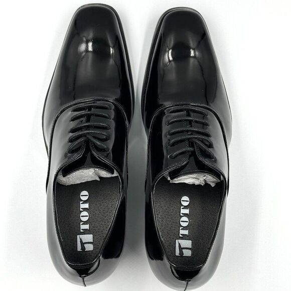 TOTO Men's Invisible Height Increasing Elevator Patent Leather Shoes - Picture 3 of 8